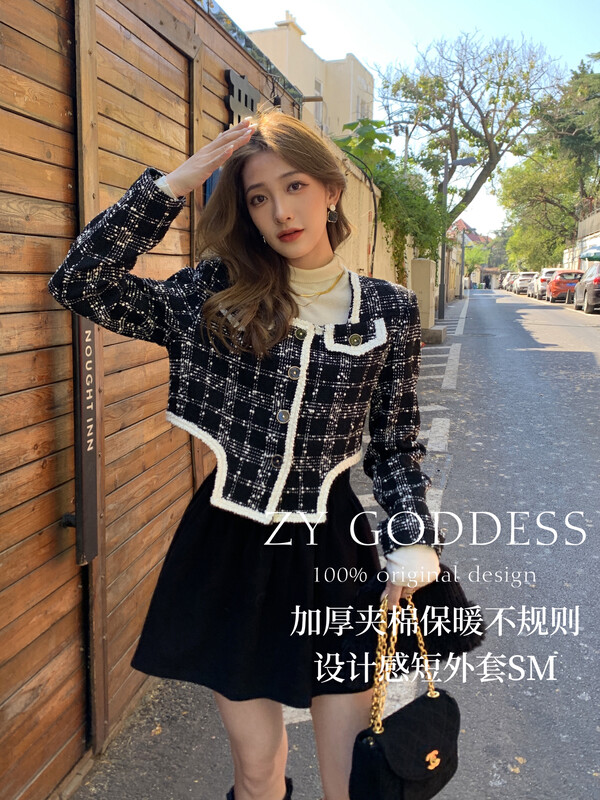 【ZY】Irregular Design Thickened Quilted Warm Short Jacket (Quilted Small Fragrance) 18309