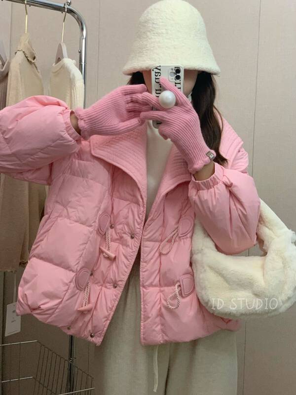 【I-D】Comfortable and versatile down jacket with horn buttons, slim and warm (including 90% white duck down) 9011# L