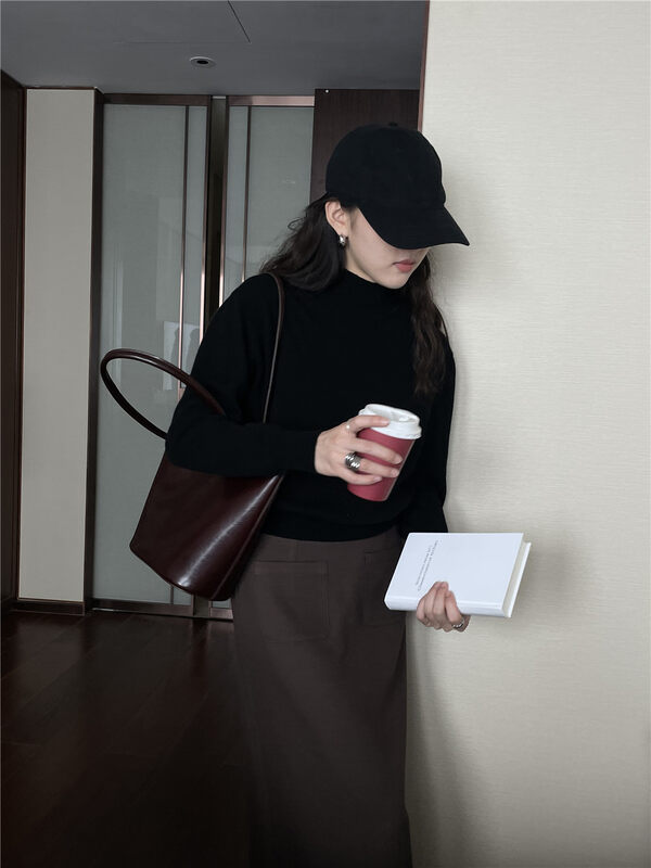 New in autumn!【TN】Stand-collar all-match slim-fit and skin-friendly knitted sweater 9176# CLS
