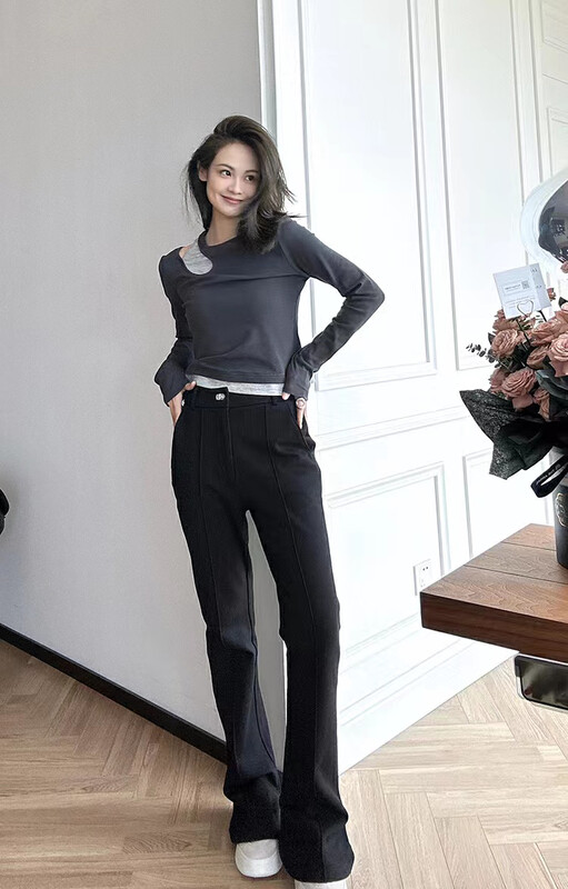 【ARE STUDIO】Casual all-match high waist flared casual pants 92585# OZQ