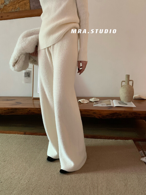 【MRA】Korean drawstring mink fur warm wide-leg pants casual pants KU231