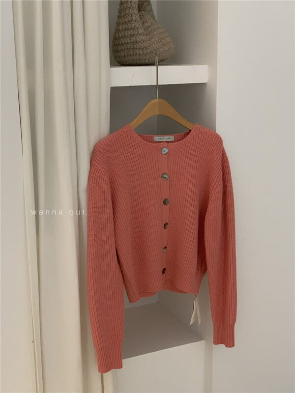 New winter models!  【WANNA OUR】Round neck single-breasted loose knitted cardigan 96169# ZXL