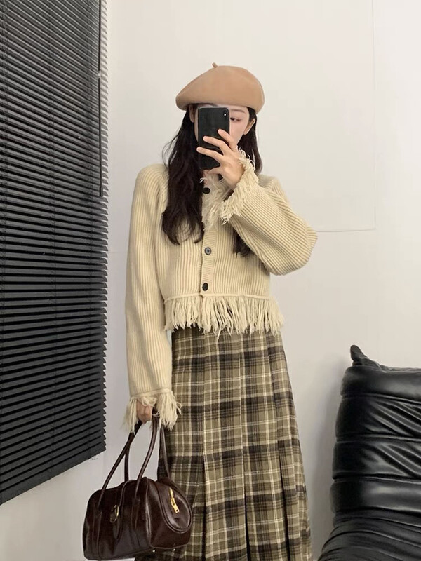 【BY】Fringed single-breasted all-match loose sweater 0844# HJY