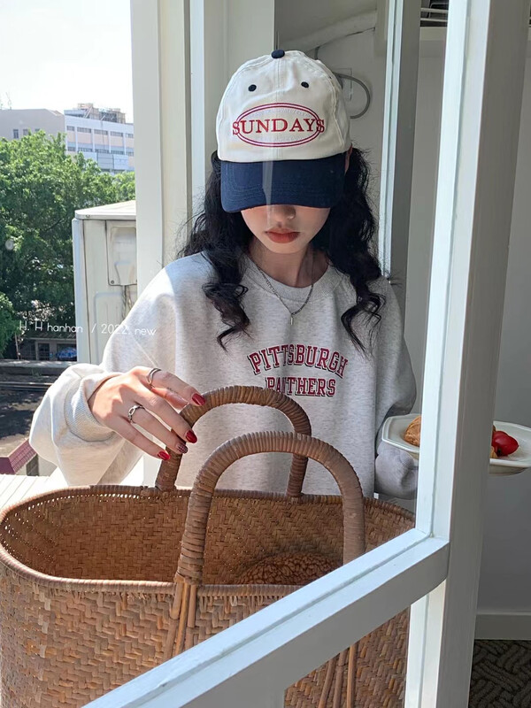 Original price 39.48! New in autumn!【HH &MISS LAI】Comfortable sweater with round neck letter printing 3487# L