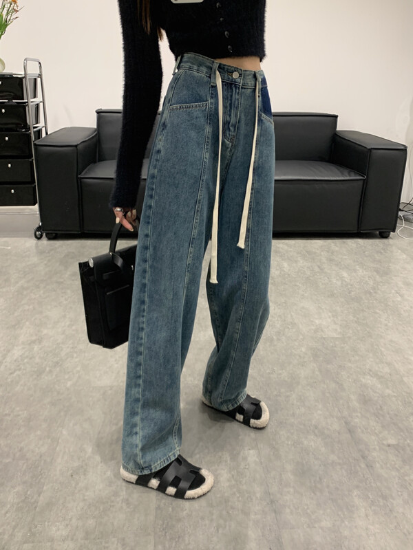 [VANESSA] retro straight wide leg jeans 8297# OZQ