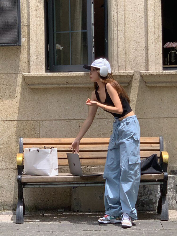 【WGWE】Retro adjustable waist casual pants 2261# FHX
