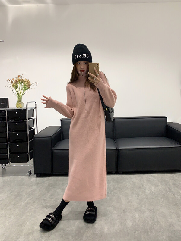 【VANESSA】Korean style thickened high collar long warm sweater 8521# OZQ