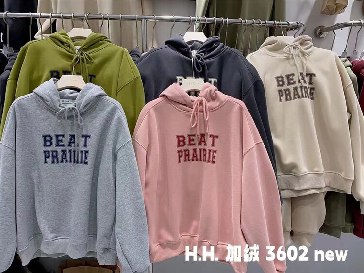 【HH &MISS LAI】Hooded letter plus fleece comfortable pullover sweater S3602# L
