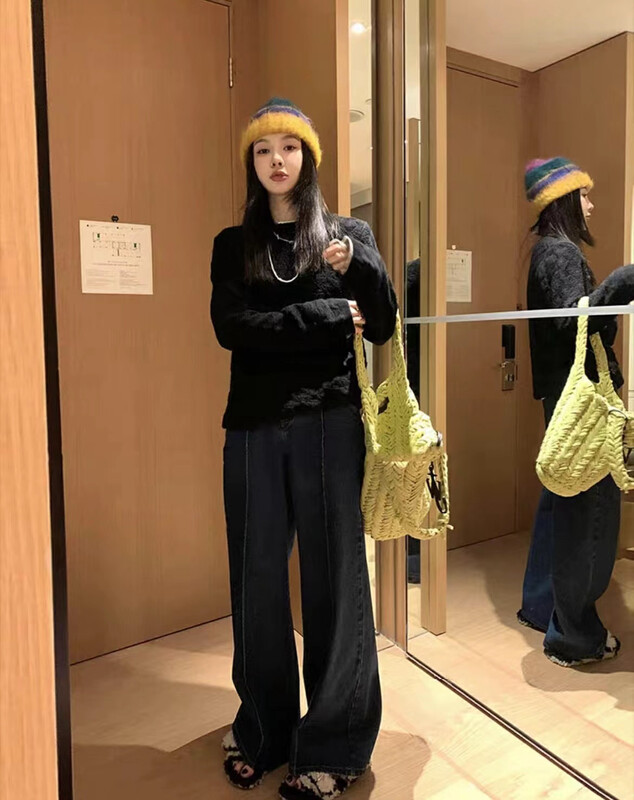 【ARE STUDIO】Casual all-match high-waist wide-leg jeans 92652# OZQ