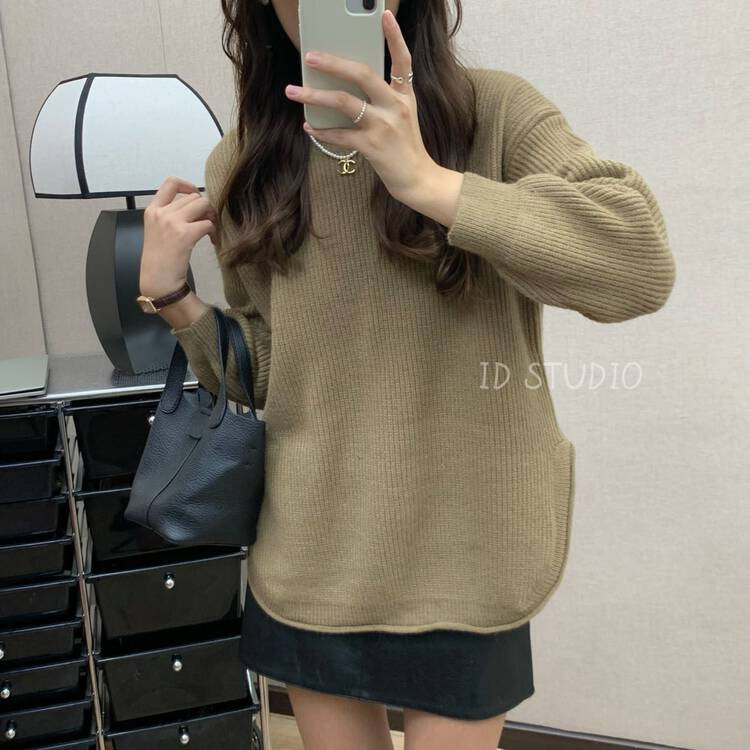 【I-D】Korean version all-match hem warm sweater R3263# L