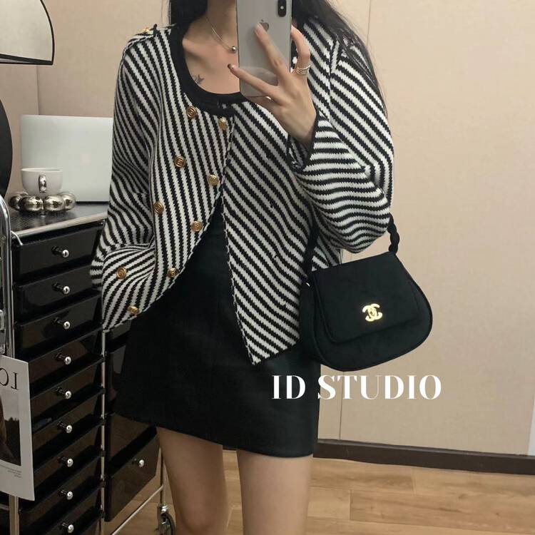 【I-D】Korean style all-match double-breasted short jacket R3178# L