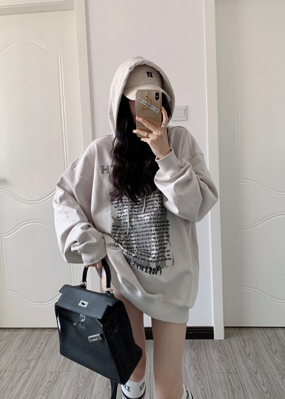 【VANESSA】Korean style hooded all-match printed casual sweater 625# OZQ