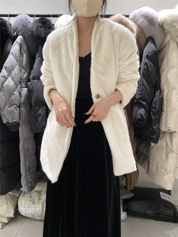 【SOUL】Plush fashion temperament waist short coat (with belt) 2927# CLS