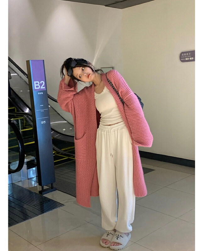 [BY] soft waxy skin-friendly loose long-sleeved knitted cardigan 0279# HJY