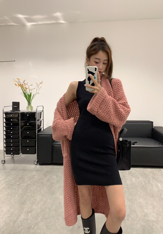【VANESSA】Korean all-match racer-back comfortable elastic dress 8265# OZQ