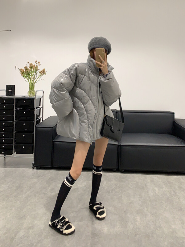 【VANESSA】Mid-high collar zipper mid-length stylish warm cotton jacket M4038# OZQ