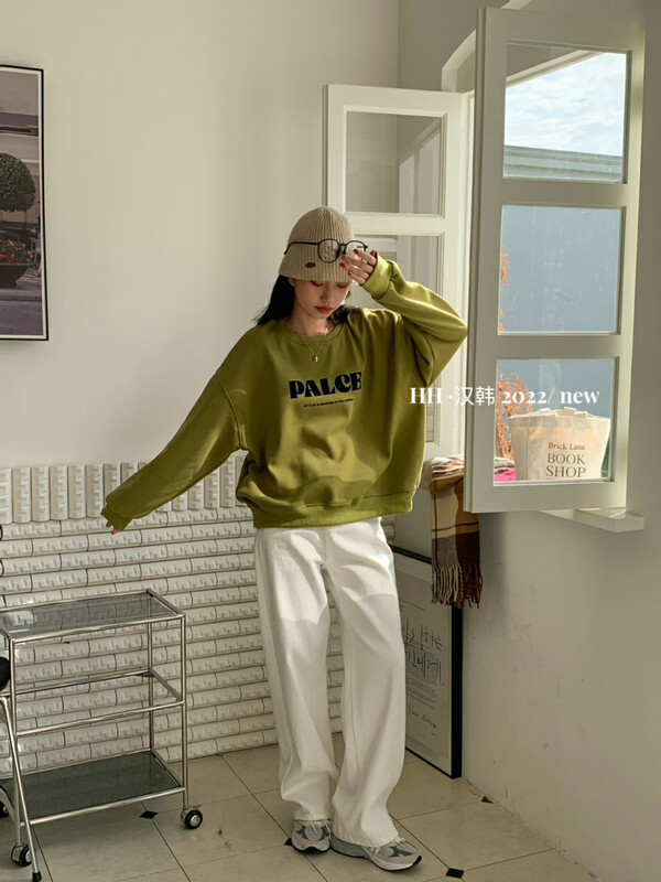New for winter!【HH &MISS LAI】letter print loose pullover sweater 3497# L