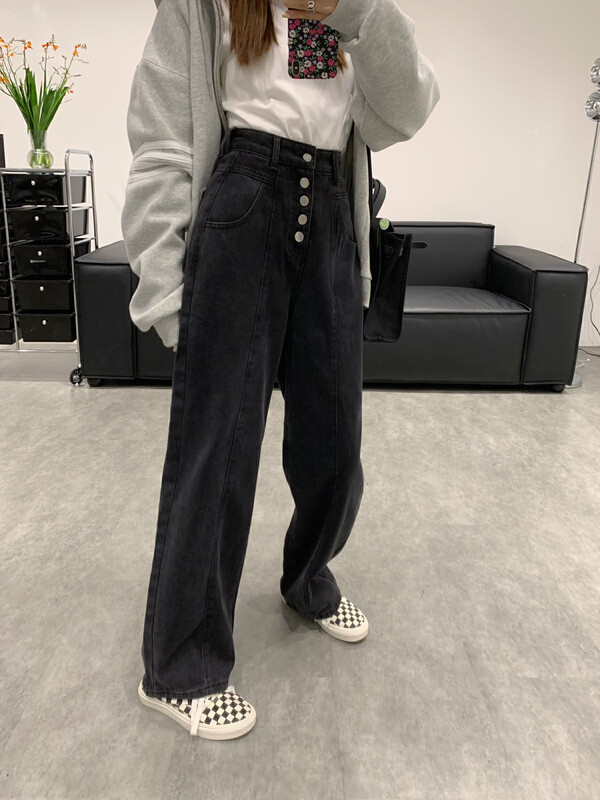 [VANESSA] A row of five-button three-dimensional cut brushed jeans 8217# OZQ