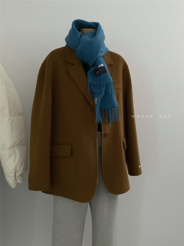 【WANNA OUR】Korean fashion single-breasted wool coat (100% wool) 229955# ZXL