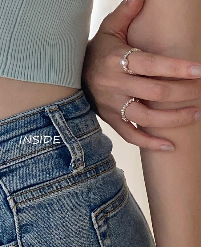 【INSIDE】Korean style exquisite all-match irregular broken silver pearl elastic rope elastic ring (with random box) J3682# ZXL