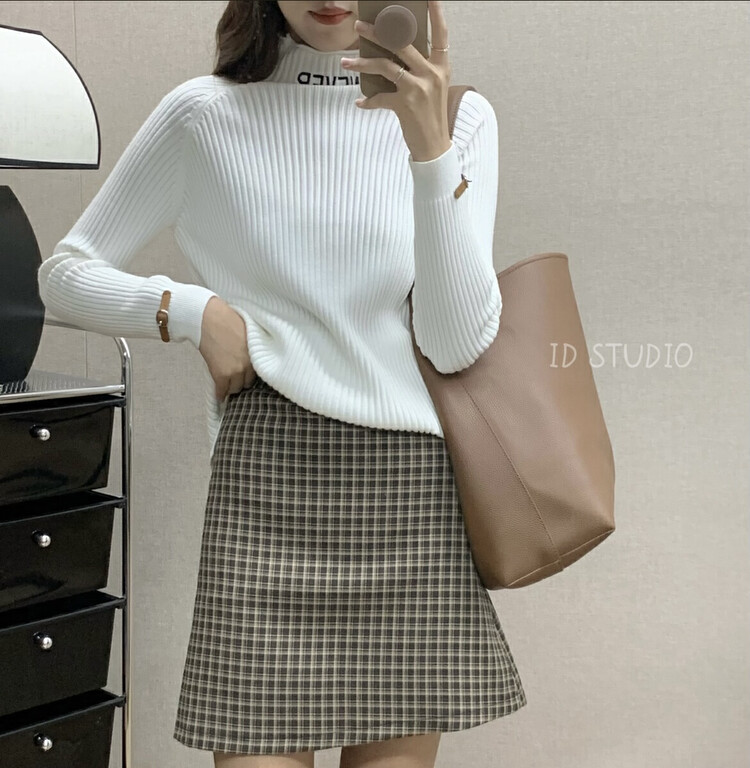 【I-D】Korean style all-match knitted turtleneck warm sweater R3242# L