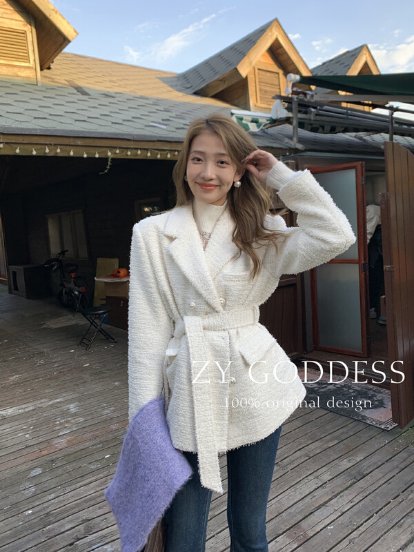【ZY】Vintage small scented wind suit looks thin, mid-length belted quilted coat coat (thickened quilted not bloated) 18315