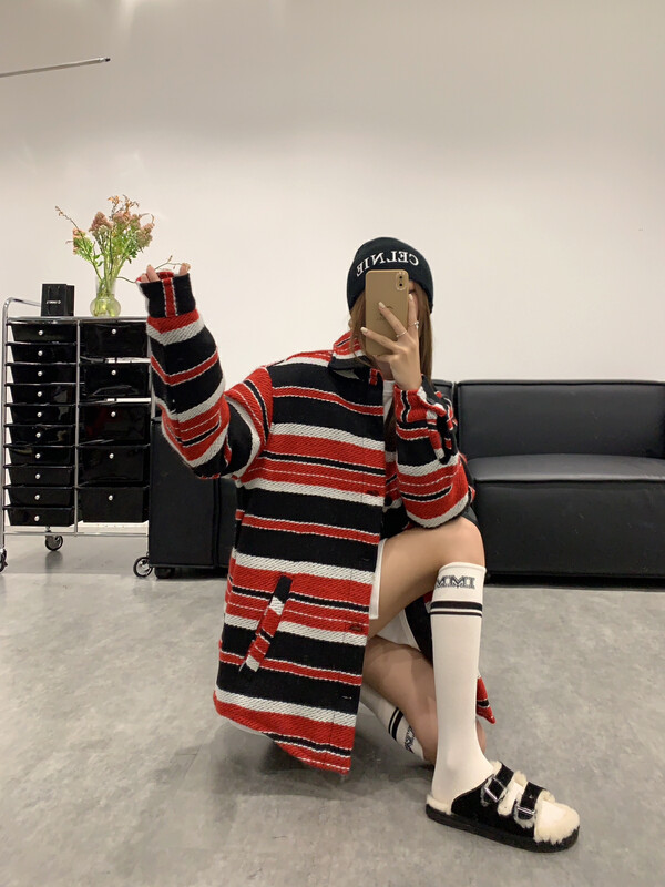 【VANESSA】Fashion casual striped single-breasted coat C-722# OZQ