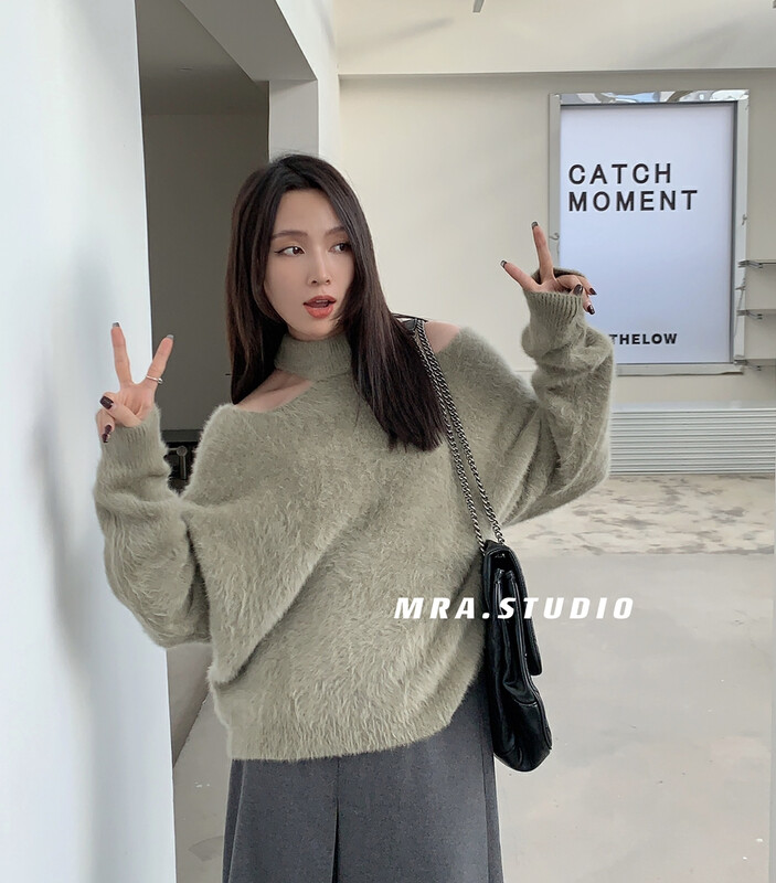 【MRA】Superior Mink Fur Soft Warm Halter Neck Sweater DH333