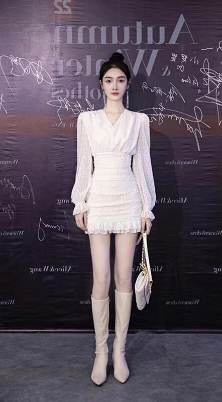 【ARE STUDIO】Temperament v-neck waist dress 92572# OZQ