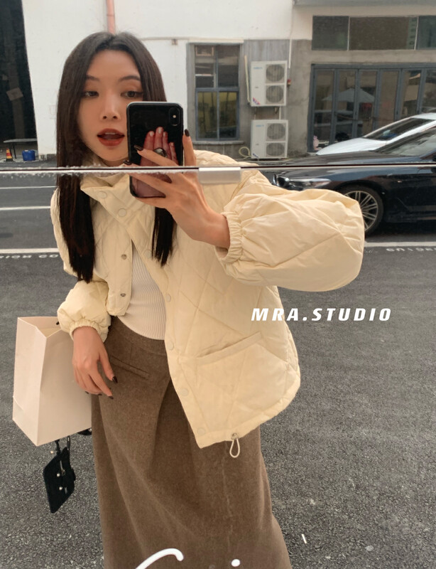 【MRA】Korean rhombus loose warm short coat down jacket T5120# CQW