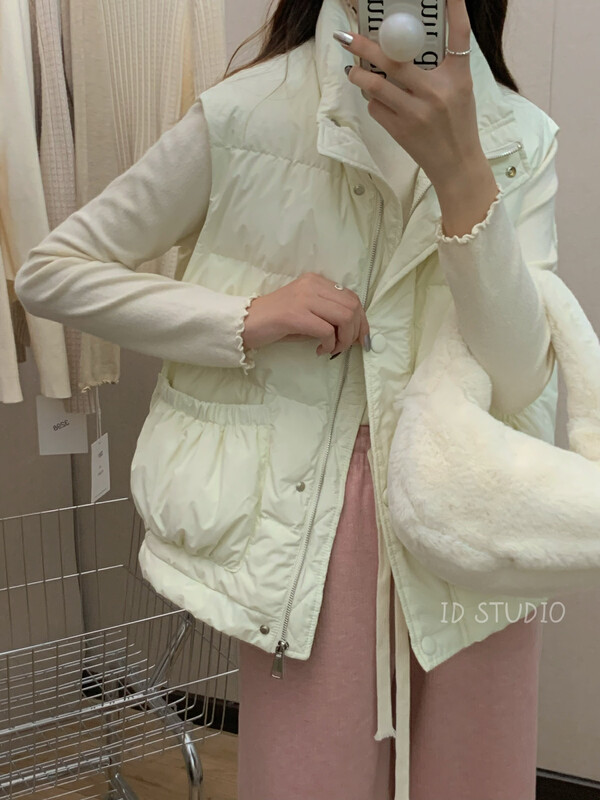 【I-D】Simple solid color all-match vest warm down jacket (including 90% white duck down) R9009# L