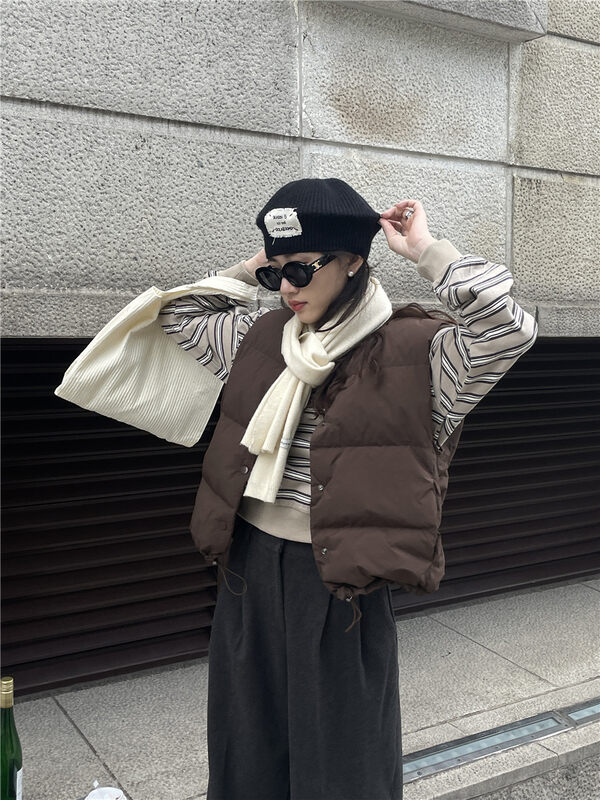 【TN】Korean round neck solid color down vest 1247# CLS