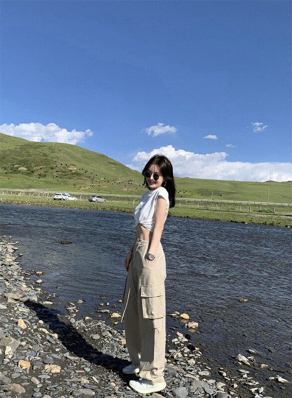 New in autumn!【WGWE】retro tooling wide-leg straight casual pants 2564# FHX