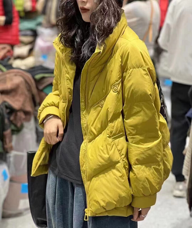 【I-D】Korean style all-match zipper solid color casual warm down jacket (including 90% white duck down) 9042# L
