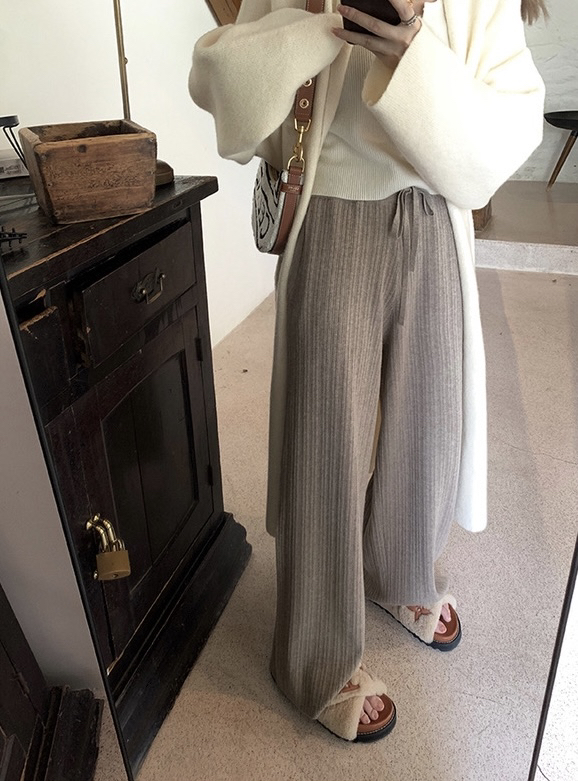 【WGWE】Straight wide-leg pants advanced simple loose American casual pants 2933# FHX