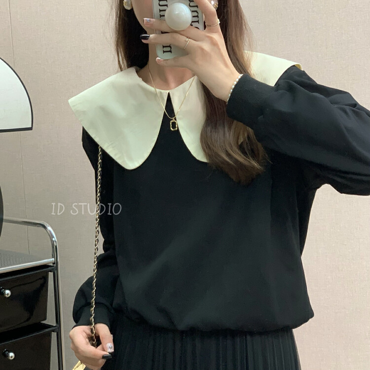 【I-D】Korean style large lapel all-match sweater R8516# L