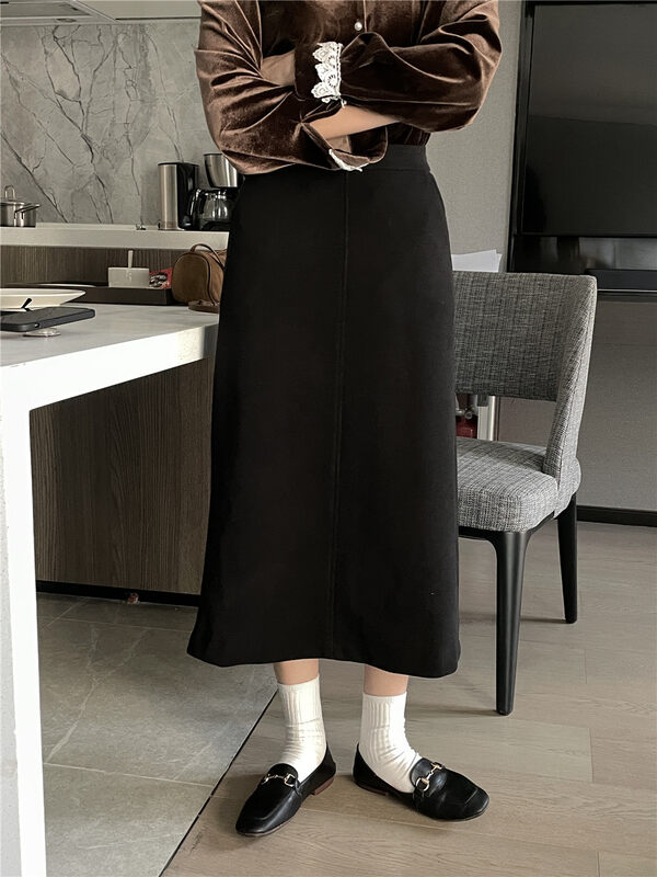 【TN】Korean all-match solid color commuter skirt 5213# CLS