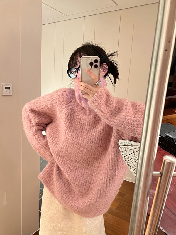 [UNITY] milk fufu soft waxy gentle temperament turtleneck wool sweater W220222# CQW