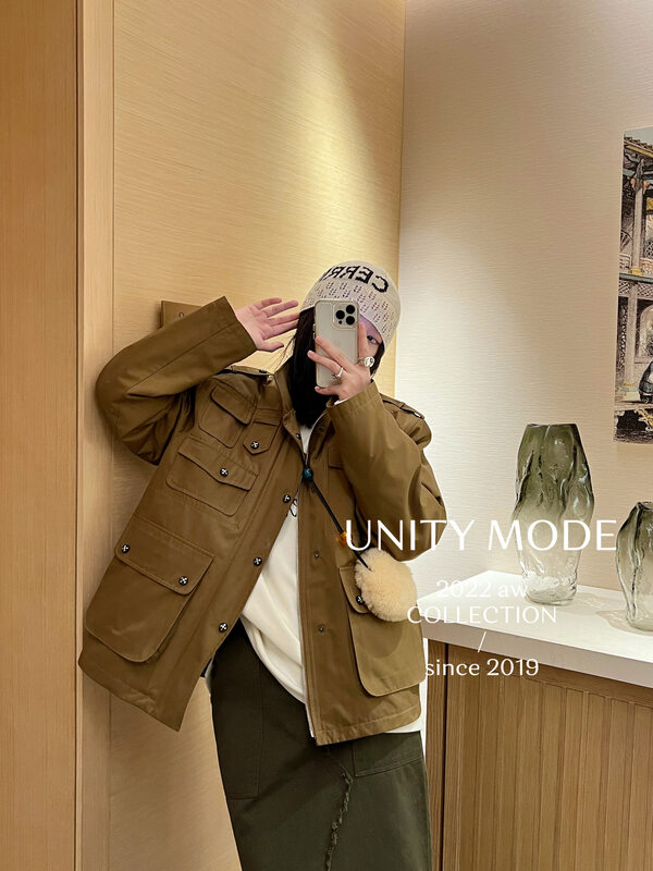 [UNITY] stand-up collar winter casual temperament jacket detachable two-piece work clothes cotton coat Y220038# CQW