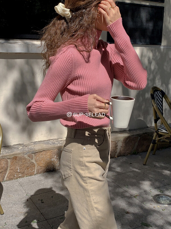 【6-UP】Korean version irregular high collar bottoming shirt 69306# CQW