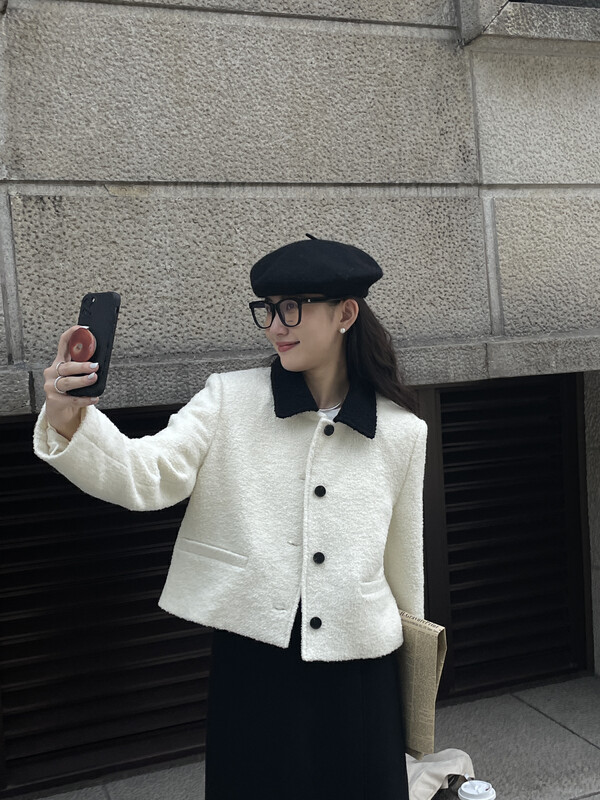 [TN] Contrasting color collar all-match small scented short coat 1430# CLS