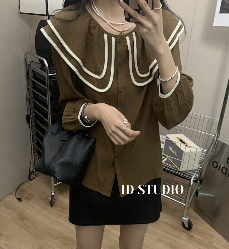 【I-D】Korean doll collar long-sleeved shirt R6206# L