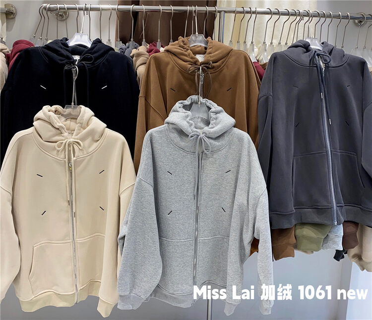 【HH &MISS LAI】Hooded Zipper Loose Fleece Short Jacket 1061# L
