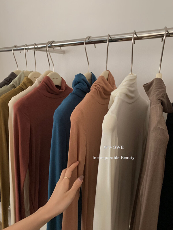 New in autumn! 【WGWE】Comfortable and skin-friendly high collar bottoming long-sleeved T-shirt 2797# FHX