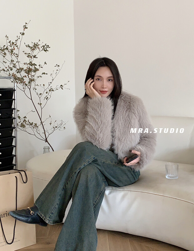 【MRA】Big fashion long hair warm jacket fur M9030