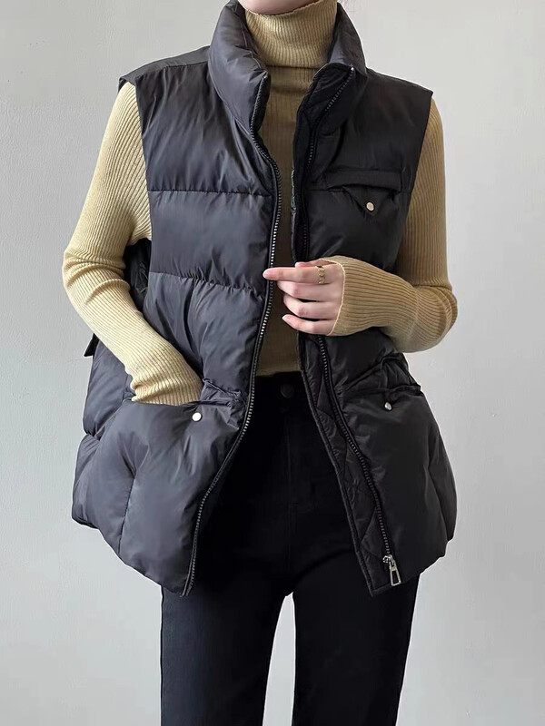 【I-D】Solid color Korean style sleeveless warm down jacket (with 90% white duck down) R9017# L
