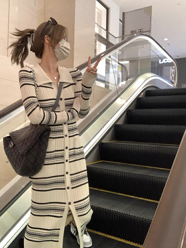【WGWE】Korean style striped slim dress 3020# FHX