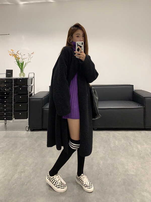 【VANESSA】Double-breasted loose faux fur long warm fur coat 8278# OZQ