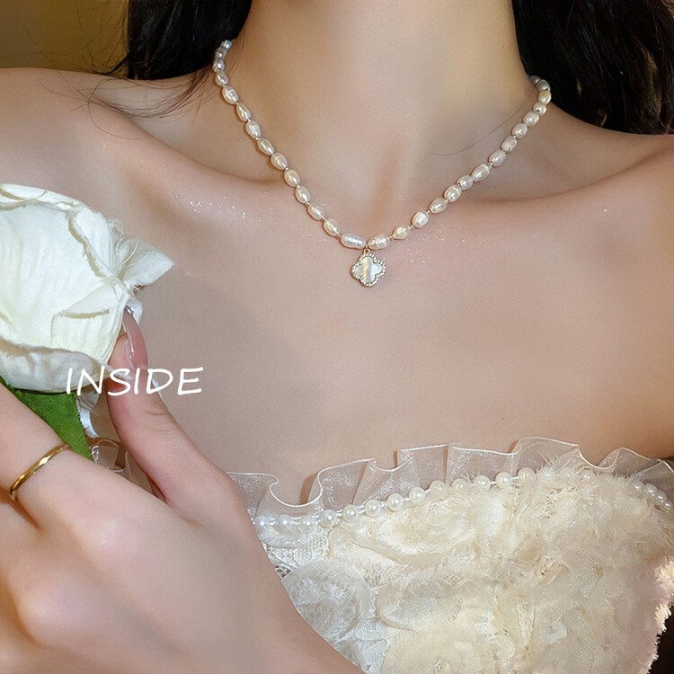 【INSIDE】Korean style exquisite high-end natural freshwater pearl short necklace (with random box) X3466# ZXL