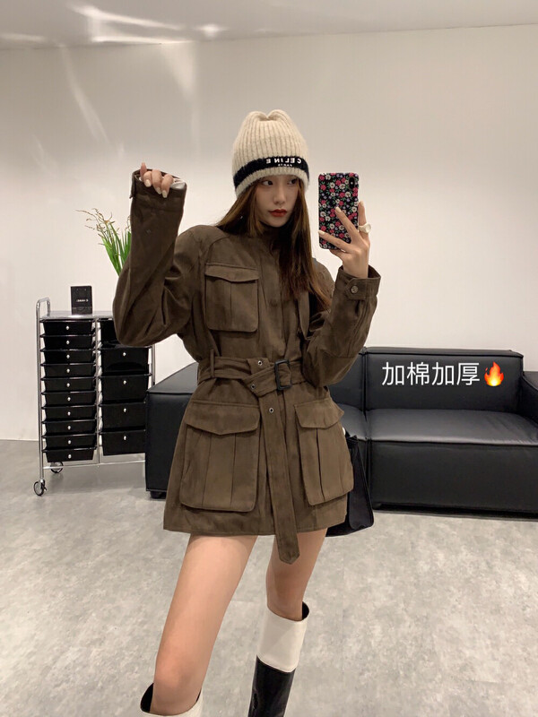 【VANESSA】Cotton heavy industry pocket coat (with belt) 6985-1# OZQ